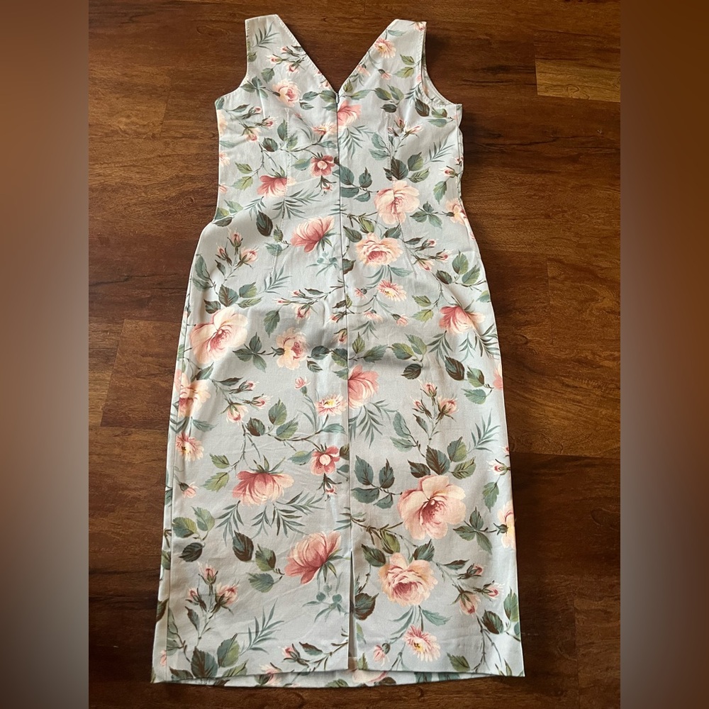 Dolce & Gabbana White Floral Midi Dress with Pink and Green Accents - Picture 10 of 16